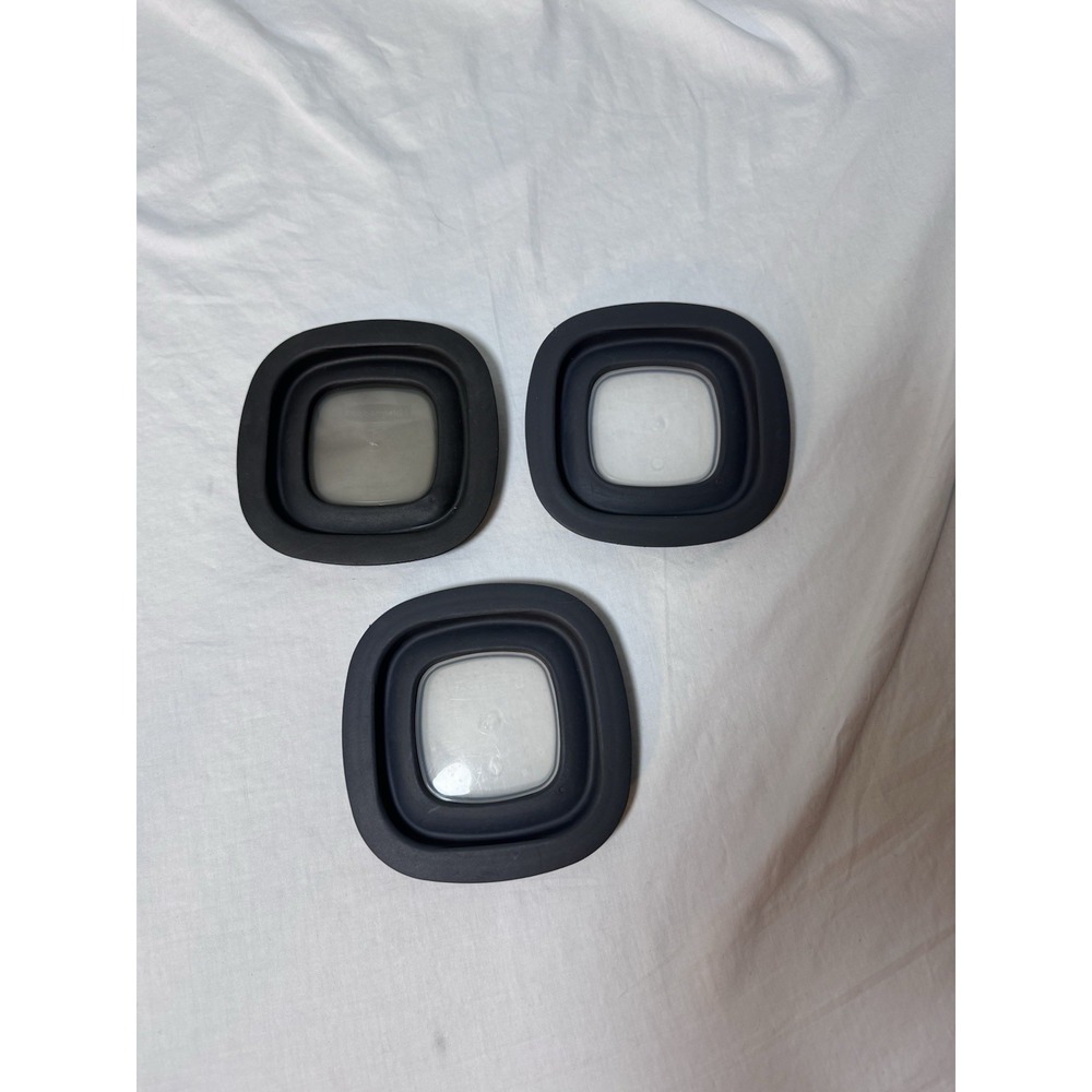 Set Of 3 - Rubbermaid Premier 10M1M2 Grey Square Replacement Lids Clear Window